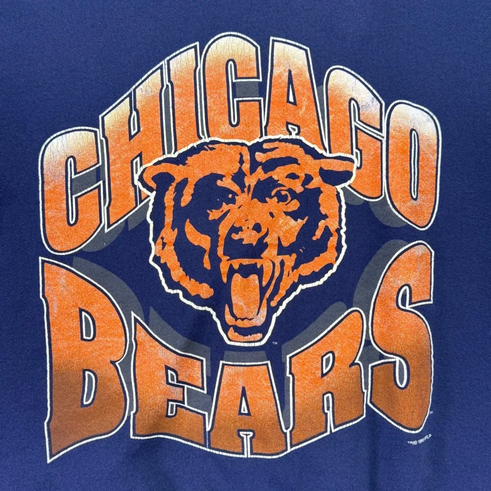 Vintage 1995 Chicago Bears NFL Crewneck Sweatshirt Navy Blue Hanes Large